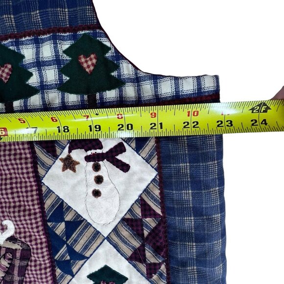 Vtg Handmade Quilted Vest Womens LG Patchwork Welcome Winter Snowman Skates Tree - Picture 9 of 12